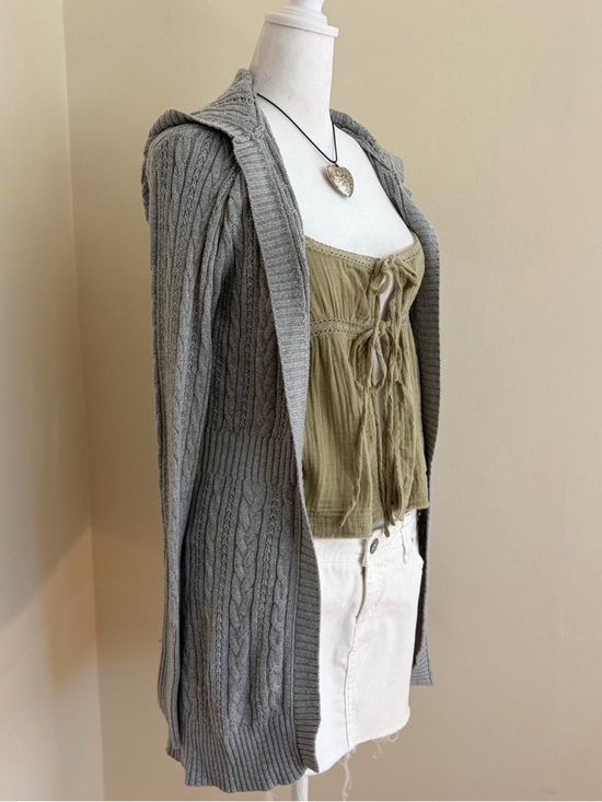 Vintage Y2K cardigan duster hoodie fairy grunge gray knit sweater lolita S-M - Picture 6 of 10